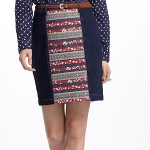 Anthropologie jean skirt w/ patchwork ribbon